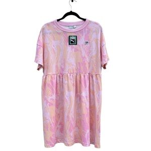 Puma ASOS Downtown Marble Babydoll Crewneck Mini Dress Orchid Pink NWT Medium